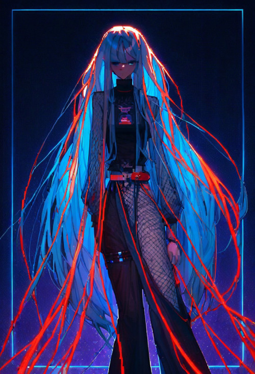 ed42, Holographic, BlackBG, 1girl,125