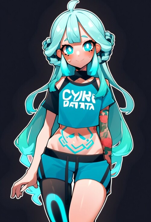 1girl, abo, cyan, blue,11