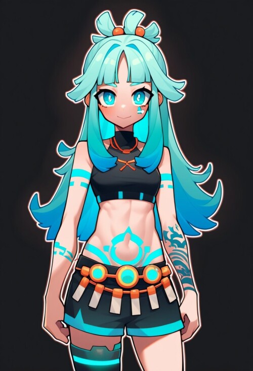 1girl, abo, cyan, blue,15