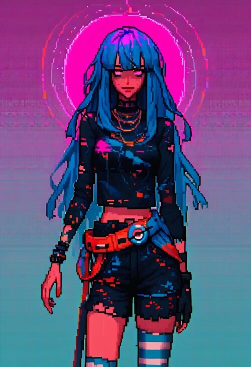 1girl, holographic, neon,18