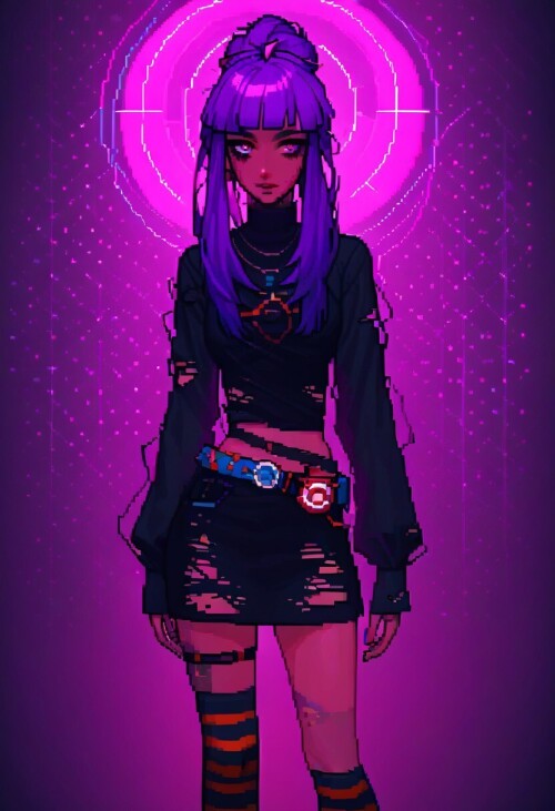 1girl, holographic, neon,19