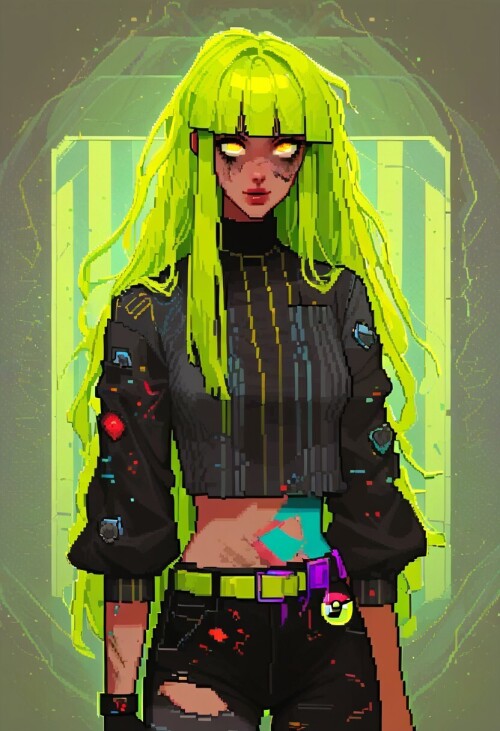 1girl, holographic, neon,46