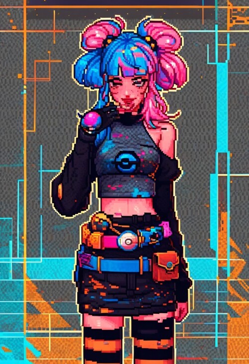 1girl, holographic, neon,5