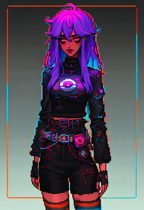 1girl, holographic, neon,57